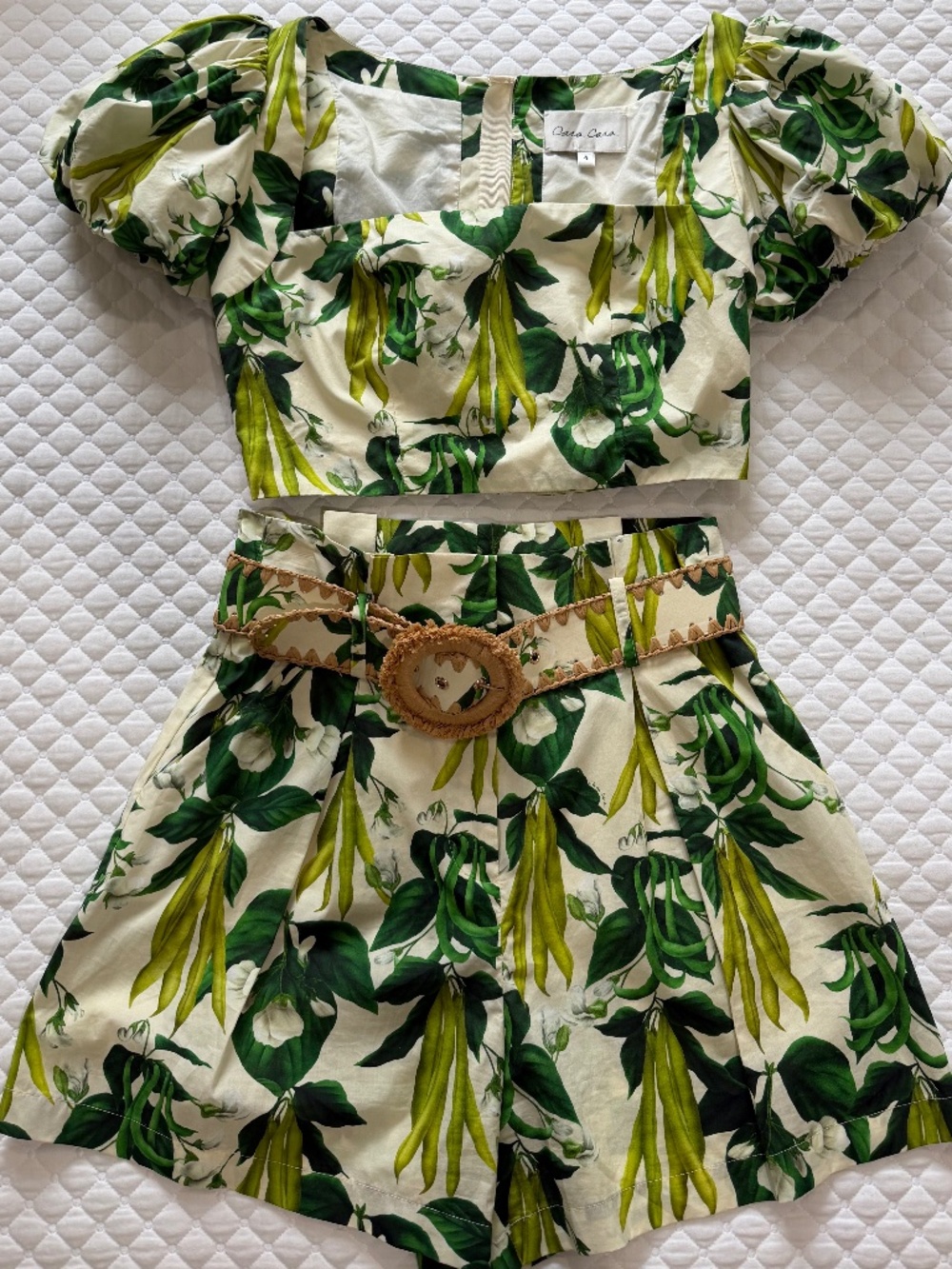 Cara Cara Palmer Floral green tropical  2 pc shorts Set Short Sleeve Sz 2/4 - Picture 9 of 12